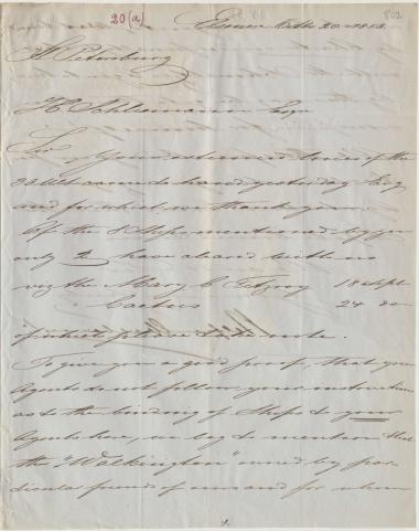 Letter sent by Belfour Ellah Rainals & Co. to Schliemann, Heinrich, 1853