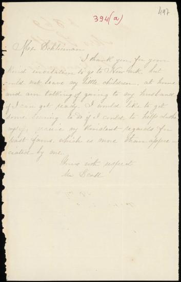 Letter sent by Scott (Mrs.) to Schliemann, Heinrich [1869]
