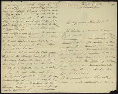 Letter sent by Mestorf, J. to Schliemann, Heinrich, 1881