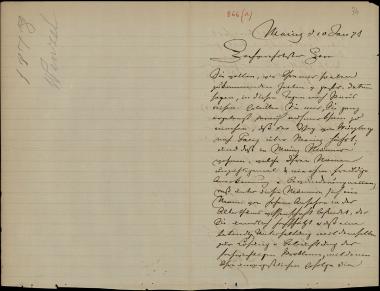 Letter sent by Wenzel, D. to Schliemann, Heinrich, 1878