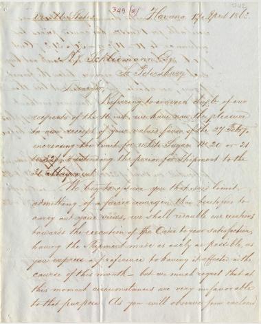 Letter sent by Fesser, F. & Co. to Schliemann, Heinrich, 1863