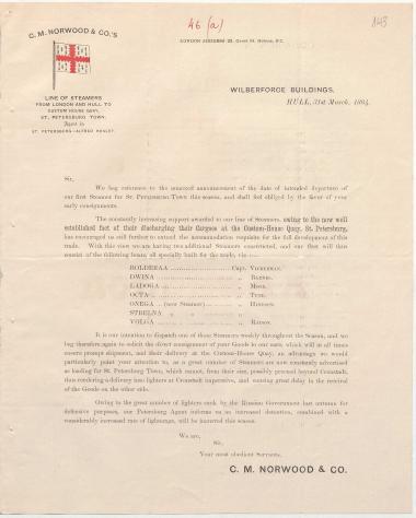 Letter sent by Norwood, C. M. to Schliemann, Heinrich, 1864