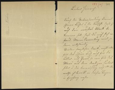 Letter sent by Richers, Minna Meincke to Schliemann, Heinrich, 1885