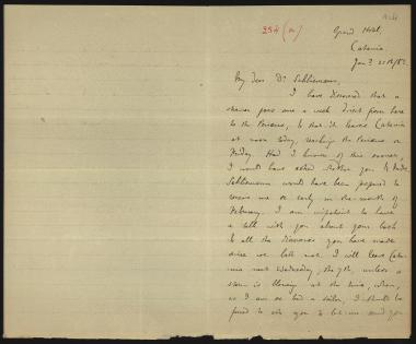 Letter sent by Sayce, Archibald Henry to Schliemann, Heinrich, 1883