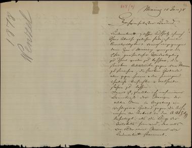 Letter sent by Wenzel, D. to Schliemann, Heinrich, 1878