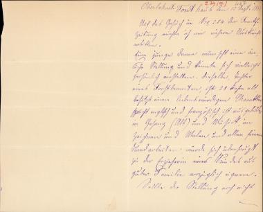 Letter sent by Oberförster Weimar to Schliemann, Heinrich, 1884