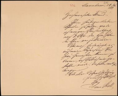 Letter sent by Stoll, Louis to Schliemann, Heinrich, 1888