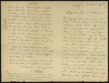 Letter sent by Höfler, Josef to Schliemann, Heinrich, 1883