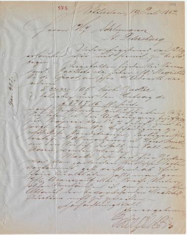 Letter sent by Hoyack, L. & Co. to Schliemann, Heinrich, 1862