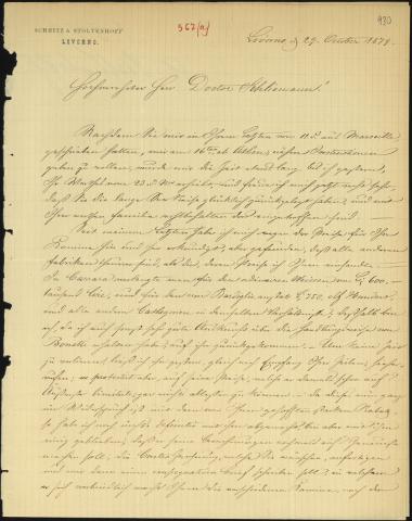 Letter sent by Stoltenhoff, August to Schliemann, Heinrich, 1879