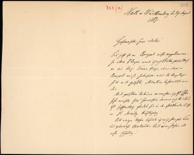 Letter sent by Voss, A. to Schliemann, Heinrich, 1887