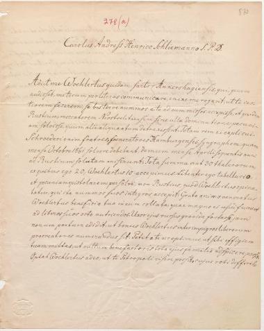 Letter sent by Andres, Carl to Schliemann, Heinrich, 1862