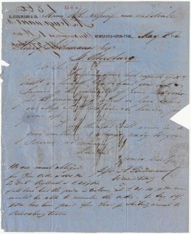 Letter sent by Leidemann, A. & Co. to Schliemann, Heinrich, 1860