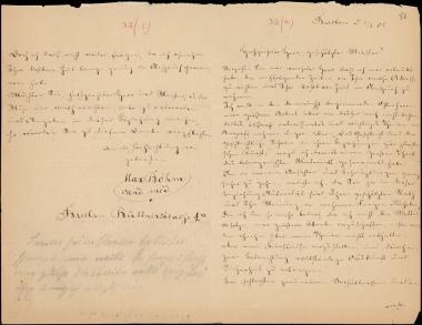 Letter sent by Bohm, Max to Schliemann, Heinrich, 1885