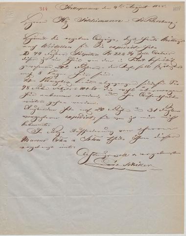 Letter sent by Schiller, Carl to Schliemann, Heinrich, 1855