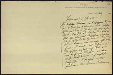 Letter sent by Curtius, Ernst W. to Schliemann, Heinrich, 1882