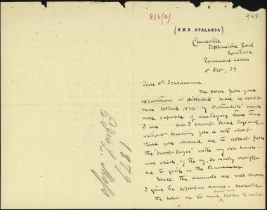 Letter sent by Moss, Edward L. to Schliemann, Heinrich, 1879