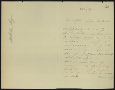 Letter sent by Meyer-Hückstaedt, Mathilde to Schliemann, Heinrich, 1881