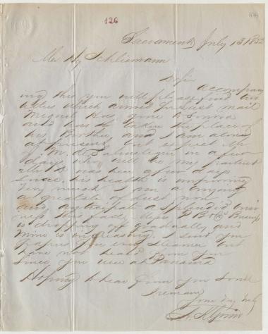 Letter sent by Grim, A. K. to Schliemann, Heinrich, 1852