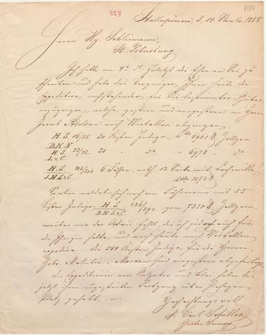 Letter sent by Schiller, Carl to Schliemann, Heinrich, 1855
