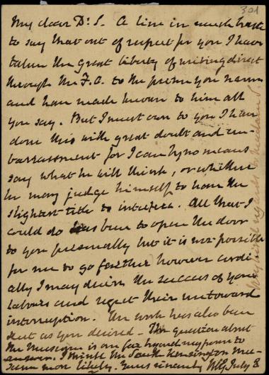 Letter sent by G[ladstone], W. E. to Schliemann, Heinrich [1874]
