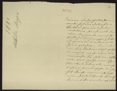 Letter sent by Meyer-Hückstaedt, Mathilde to Schliemann, Heinrich, 1880