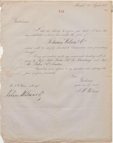 Letter sent by Wilson, J. W. to Schliemann, Heinrich, 1854