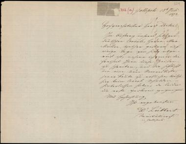 Letter sent by Lübbert, ? to Schliemann, Heinrich, 1872