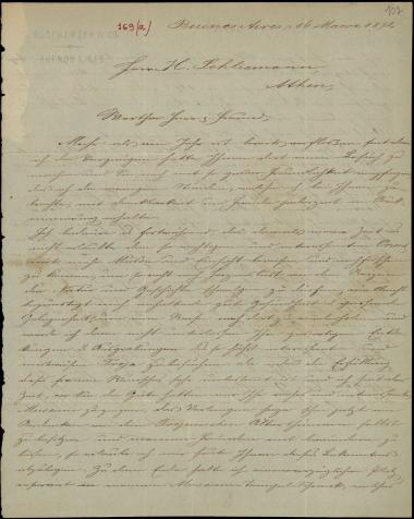 Letter sent by Ruscheweyh, G. & Co. to Schliemann, Heinrich, 1874