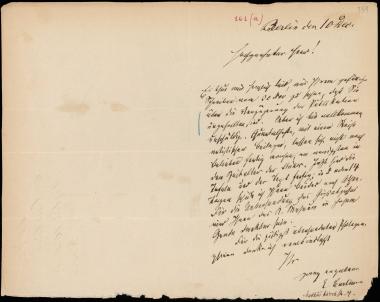 Letter sent by Curtius, Ernst W. to Schliemann, Heinrich, 1872