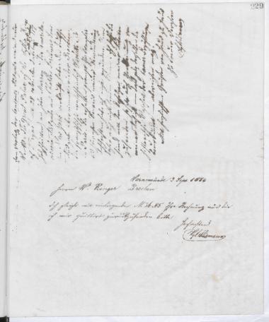 Copy of letter by Schliemann, Heinrich to Ringer, W. 1884