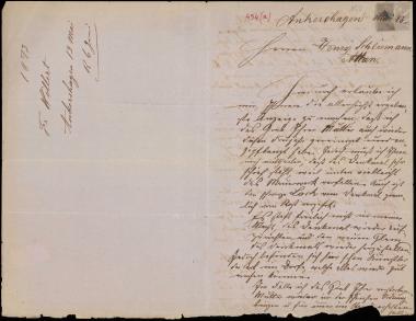 Letter sent by Wöllert, Friedrich to Schliemann, Heinrich, 1873