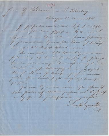 Letter sent by Segall, A. C. & Sons to Schliemann, Heinrich, 1856