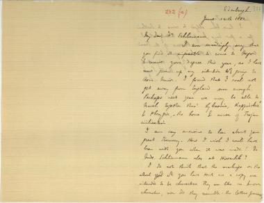 Letter sent by Sayce, Archibald Henry to Schliemann, Heinrich, 1882