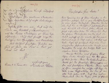 Letter sent by Schlie, Friedrich to Schliemann, Heinrich, 1877