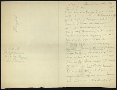 Letter sent by Brugsch, H. to Schliemann, Heinrich, 1883