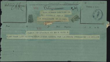 Letter sent by Ziller, ? to Schliemann, Heinrich, 1879