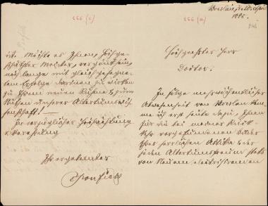 Letter sent by Ponfick, Emil to Schliemann, Heinrich, 1885