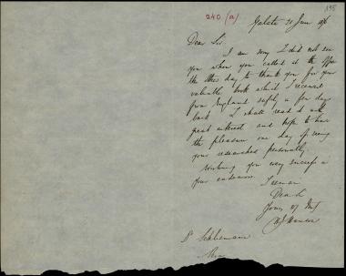 Letter sent by Hanson, Ch. & Co. to Schliemann, Heinrich, 1876