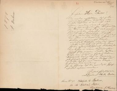 Letter sent by Baben, Adolph to Schliemann, Heinrich, 1887