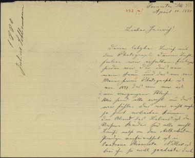 Letter sent by Schliemann, Julius to Schliemann, Heinrich, 1880