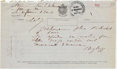 Letter sent by Ισιδωρίδης-Σκυλίσσης, Ιωάννης to Schliemann, Heinrich [1869]