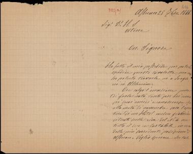 Letter sent by Vampa, Andrea to Schliemann, Heinrich, 1888