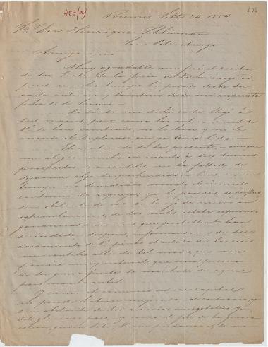 Letter sent by Klaener, D. H. to Schliemann, Heinrich, 1854