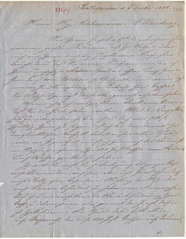 Letter sent by Schwedersky, H. to Schliemann, Heinrich, 1855