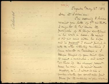 Letter sent by Calvert, Frank to Schliemann, Heinrich, 1883