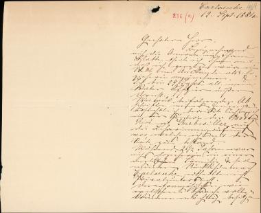 Letter sent by Müller, Marie to Schliemann, Heinrich, 1884