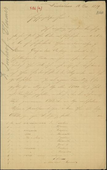 Letter sent by Imhoof-Blumer, Friedrich to Schliemann, Heinrich, 1879