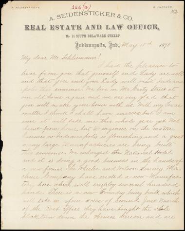Letter sent by Naltner, Aegidius to Schliemann, Heinrich, 1870