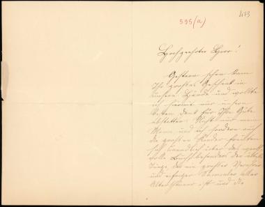 Letter sent by Stoll, Linda to Schliemann, Heinrich, 1888